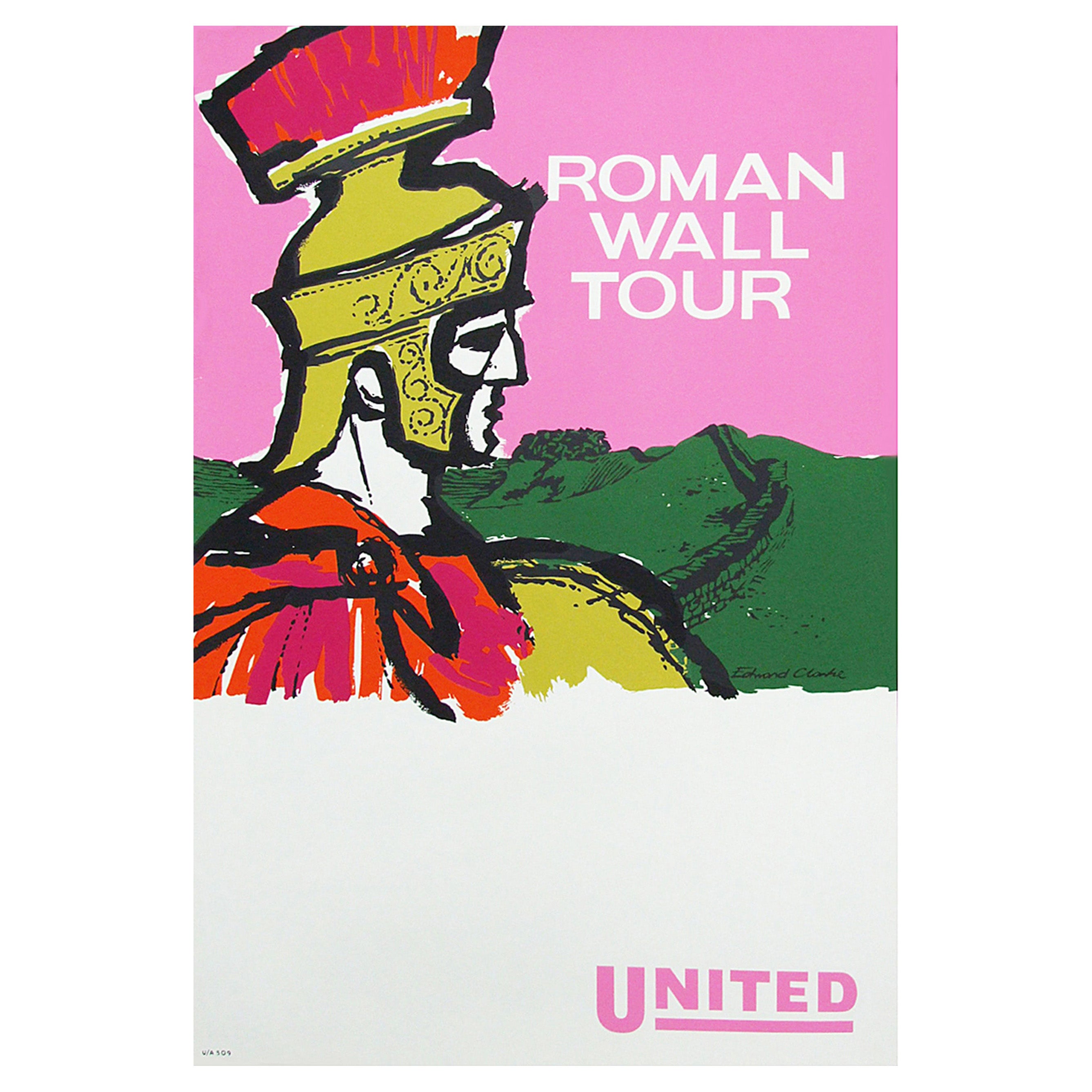 1960s British Travel Poster Roman Wall Tour Designed by Edward Clarke For Sale