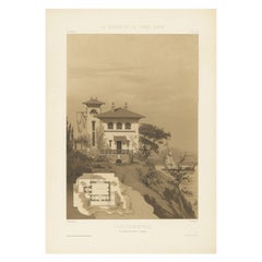 Architectural Design Print of the French Villa Cocqueville, Chabat, c.1900