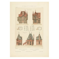 Architectural French print of Pavillon du Concierge in France, Chabat, c.1900