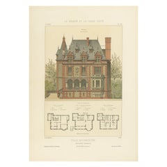 Vintage Print of the Villa Salamandre in France, Chabat, c.1900