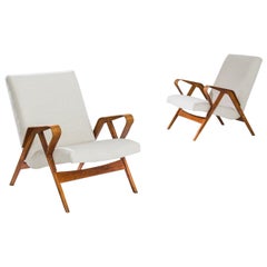 Mid-Century Wooden Armchairs No. 24-23 by Tatra, a Pair
