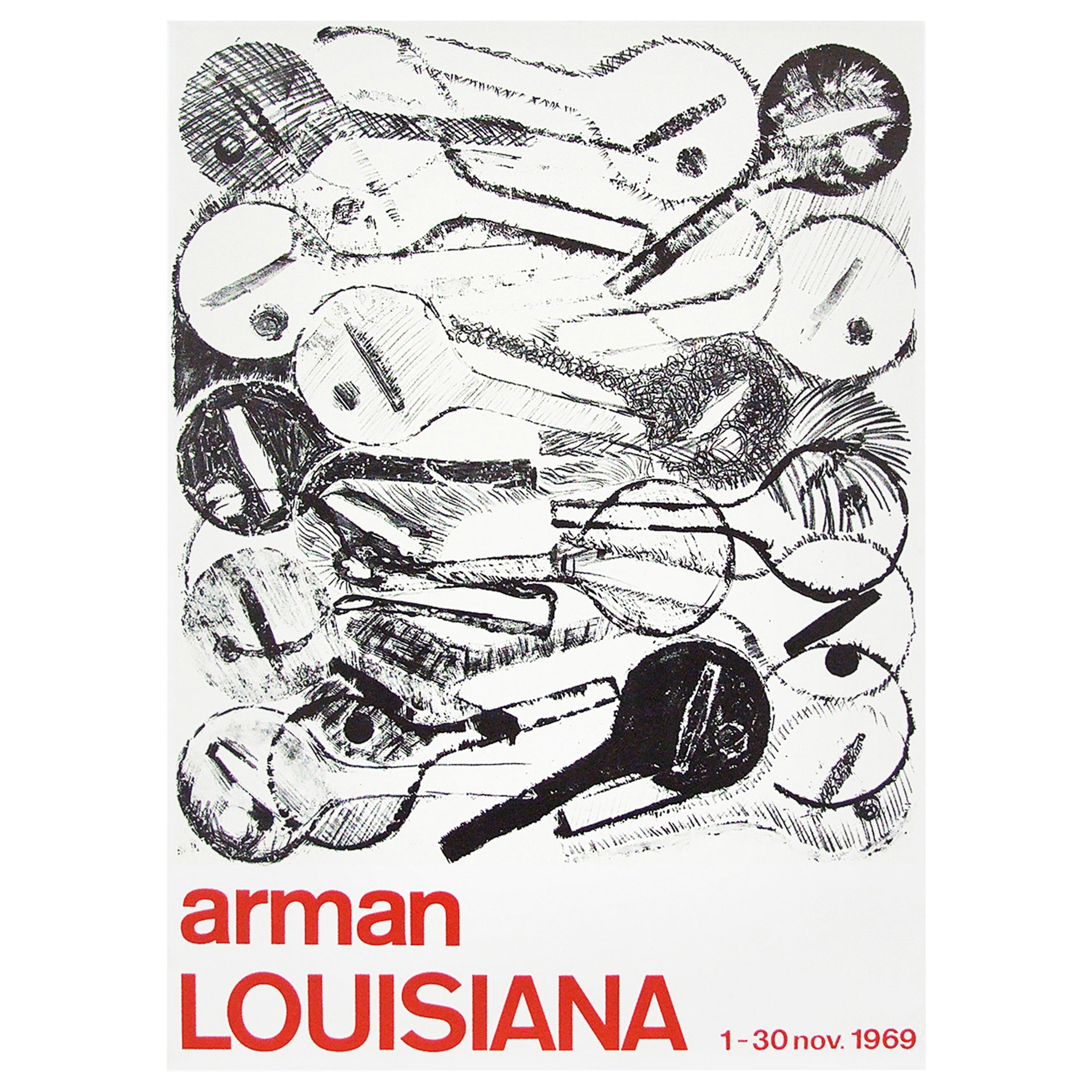 1960s Arman Art Exhibition Poster Design Pop Art Guitar