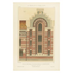 Vintage Old French Architectural Print of École Nationale Professionnelle d'Armentières