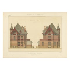 French Architectural Print of Villa a Pont a Mousson, Chabat, c.1900