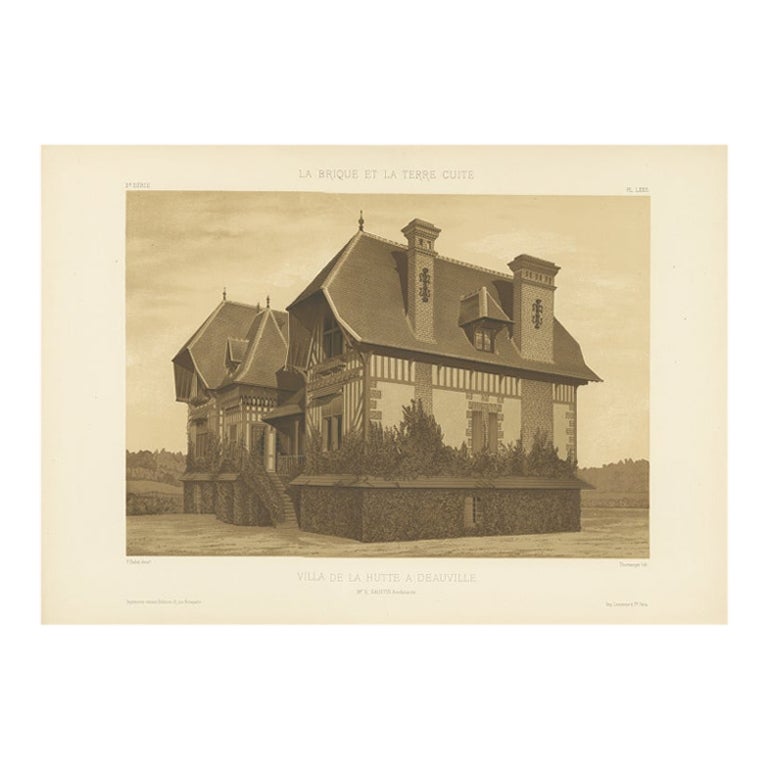 Grabado arquitectónico francés de Souches de Cheminées - Chabat, c.1900