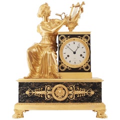 Antique Mantel Clock 19th Century Styl Empire by Galle, Rue Vivienne À Paris