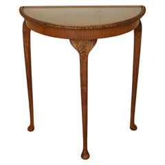 Burr Walnut Art Deco Bowfront Console Table Plant Stand, circa 1930's