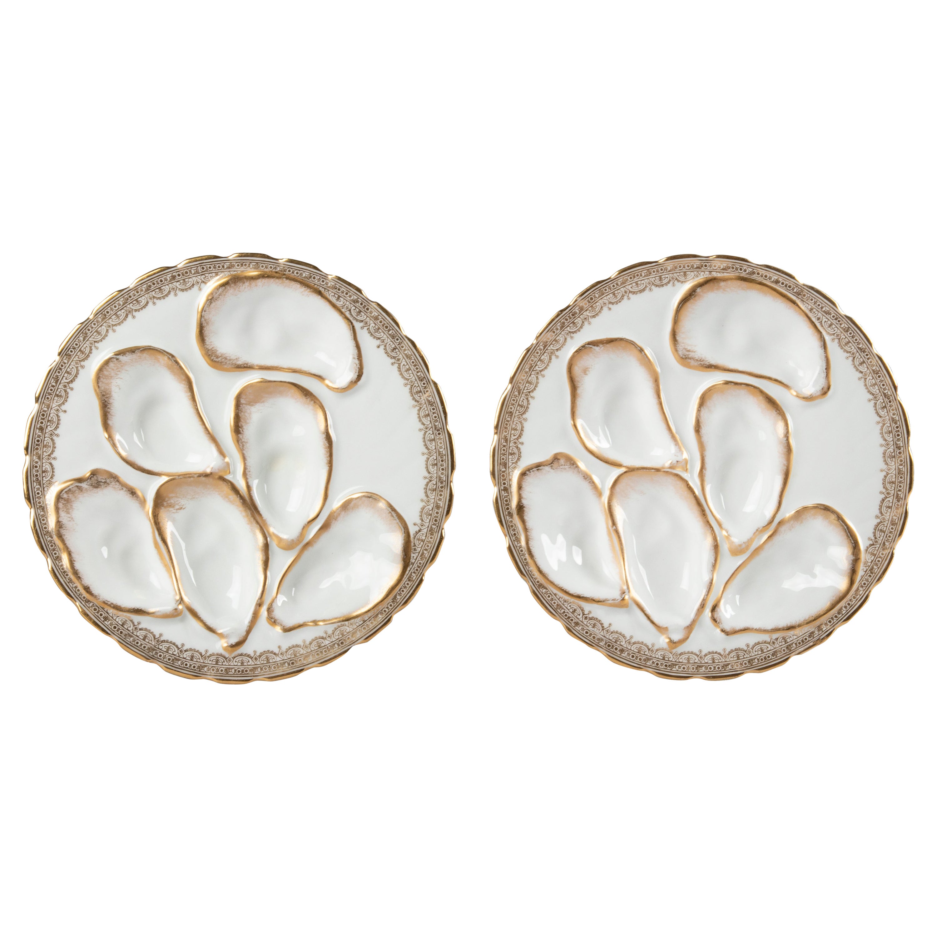 Two 19th Century Porcelain Oyster Plates by Haviland Limoges