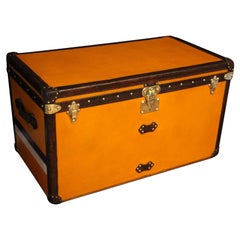 Antique 1910s Orange Louis Vuitton Steamer Trunk, Orange Louis Vuitton Trunk