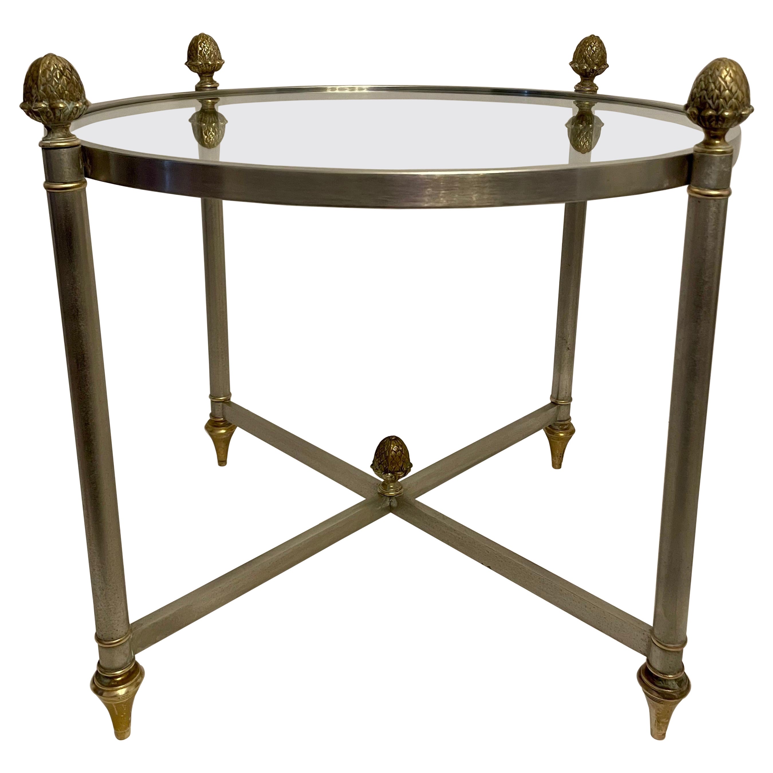 Steel and Brass Neoclassical Style Maison Jansen Side Table