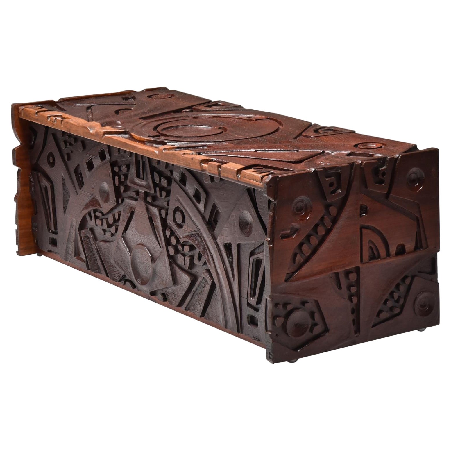 Carved Wood Chest by Gianni Pinna, Artwork, Post-Modern 1950s