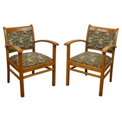 Vintage Pair of Armchairs, Nature Upholstery and Springs in the Seat