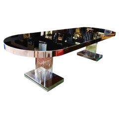 Modern Oval Conference Table in Glass and Methacrylate