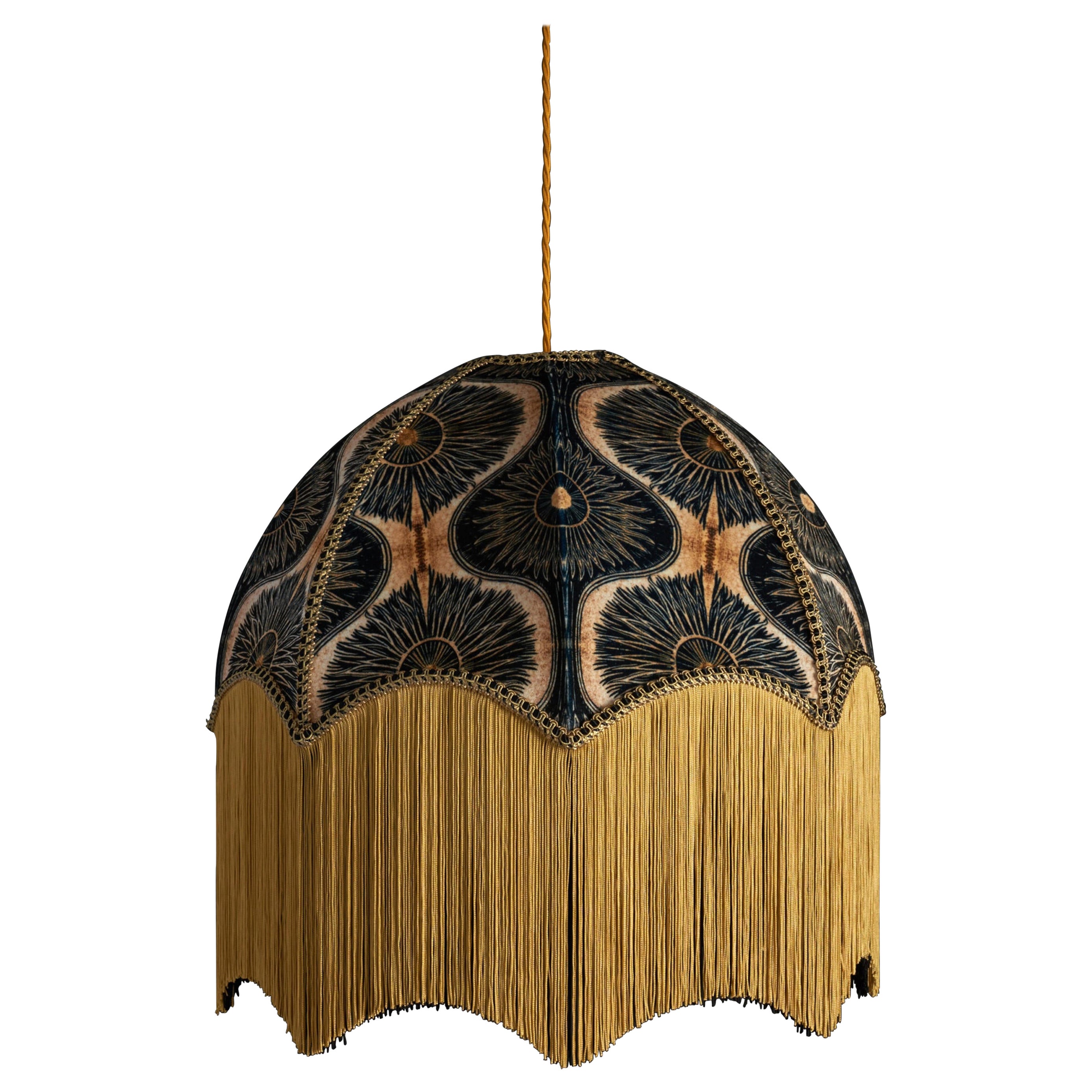 Bibana Gold Lampshade with Fringing - Small (14") For Sale