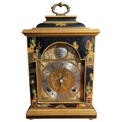 English Mantel Clock, Black Lacquer