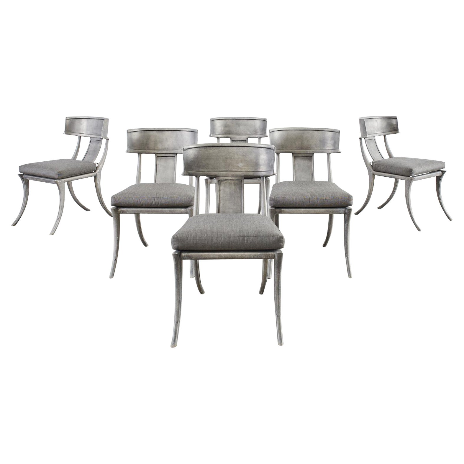 Set of Six Michael Taylor Metal Klismos Garden Chairs