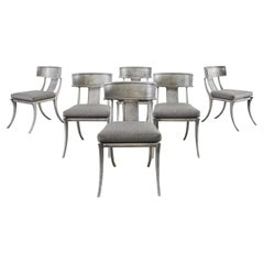 Set of Six Michael Taylor Metal Klismos Garden Chairs