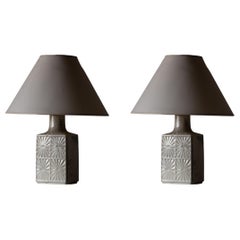 Desiree Stentøj, Table Lamps, Grey Glazed Stoneware, Denmark, 1960s