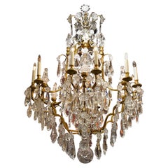 Antique Gilt Bronze and Crystal Chandelier by Baccarat, circa 1920