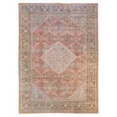 Red Antique Mahal Handmade Medallion Designed Wool Rug