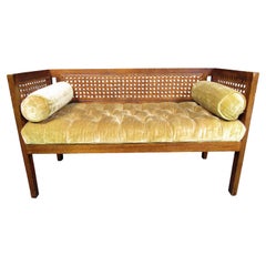 Vintage Green Cane Bench