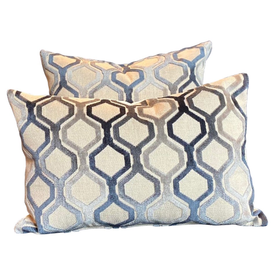 Cut Velvet Geometric Pillow For Sale