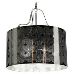 Frazier Designs Large Chromed and Pierced Drum Shade Chandelier