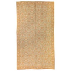 Alfombra de lana vintage Cuenca hecha a mano con motivos florales en beige sobredimensionada