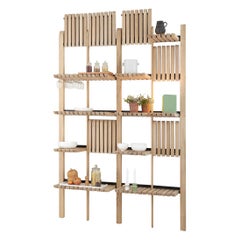 "Gate" Shelves System, Handcrafted Natural Ash Wood
