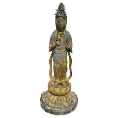 Statue de Bouddha Amida en bois d'Edo, Kannon, Bodhisattva et temple asiatique japonais