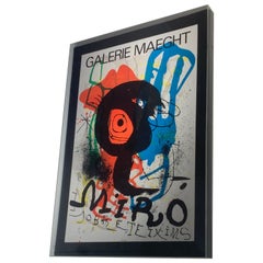 Joan Miró Lithographic Poster Framed in Lucite Box from Galerie Maeght, 1970s