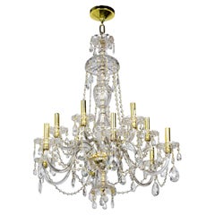 12-Light 2-Tier Bohemian Glass Chandelier w/ Gold Tone Candle Covers