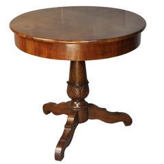 19th Century Louis Philippe Round Center Table in Mahogany 