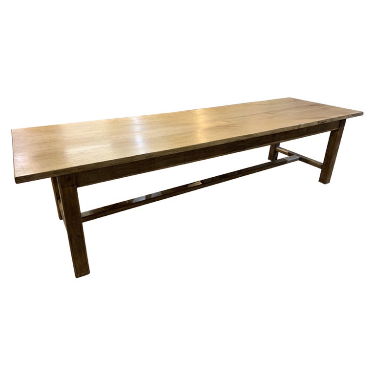 Large Pale Oak Farmhouse Table For Sale at 1stDibs