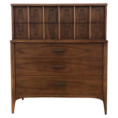 Vintage Solid Walnut Mid-Century Modern Kent Coffey Tallboy Dresser