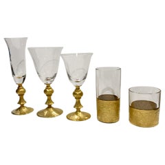 Set of 5 Gold Engraved Glasses for 4 People
