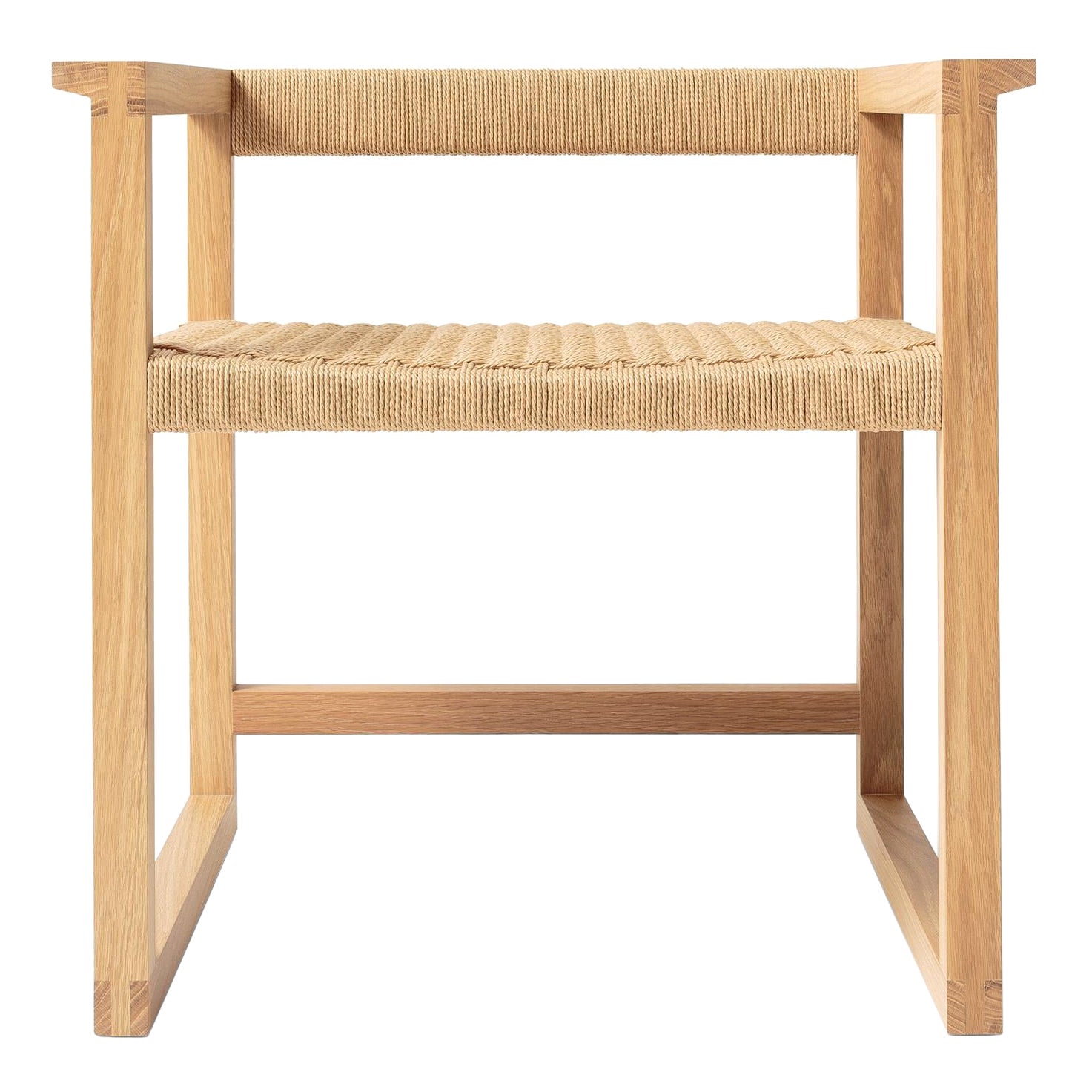 Canva Chair, Occasional Chair in White Oak with Handwoven Danish Chord For Sale