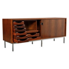 Refinished Walnut Florence Knoll Credenza for Knoll Studio, Signed 
