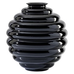 Deco Medium Vase in Black Glass by Napoleone Martinuzzi