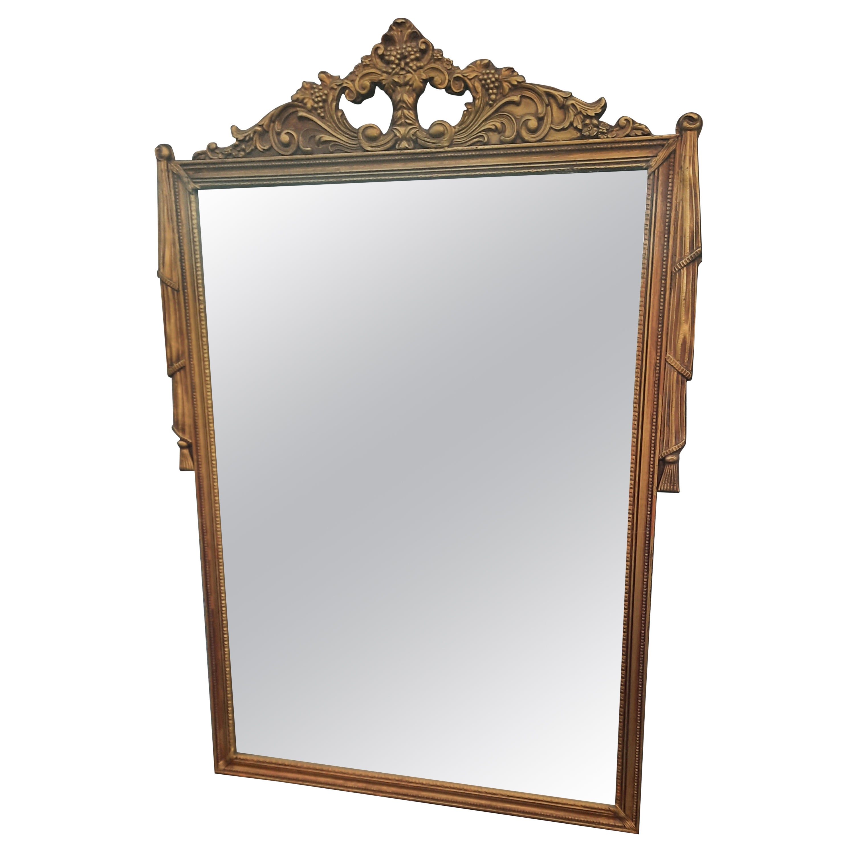 White Seid Louis XV Style French Mirror with Gold Gilt on Hand Carved Wood Frame For Sale