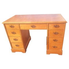 Solid Maple 8-Drawer Partners Desk Writing Desk, circa 1950s