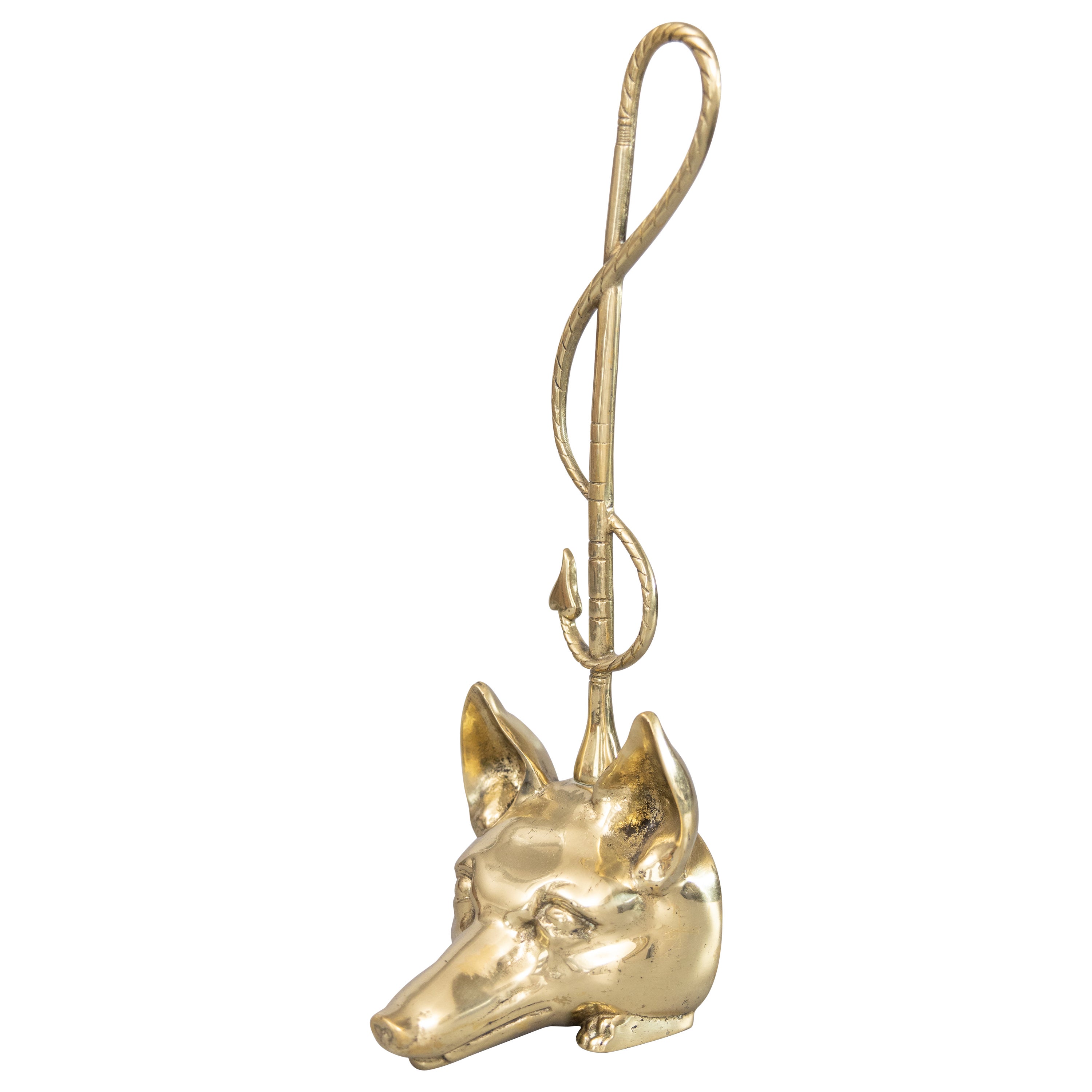 Edwardian Style Brass Fox with Riding Crop Doorstop For Sale