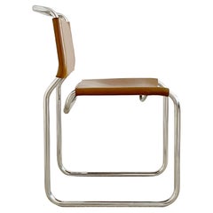 Nicos Zographos Cognac Leather Chrome Chair, 1970