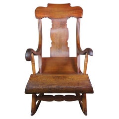 Fauteuil à bascule ancien en bois d'érable courbé du XIXe siècle, États-Unis