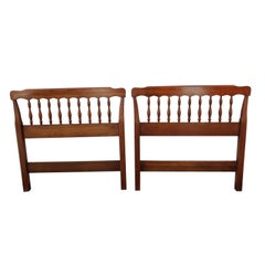 Used Henkel Harris Black Cherry Spindle Twin Headboards, A Pair