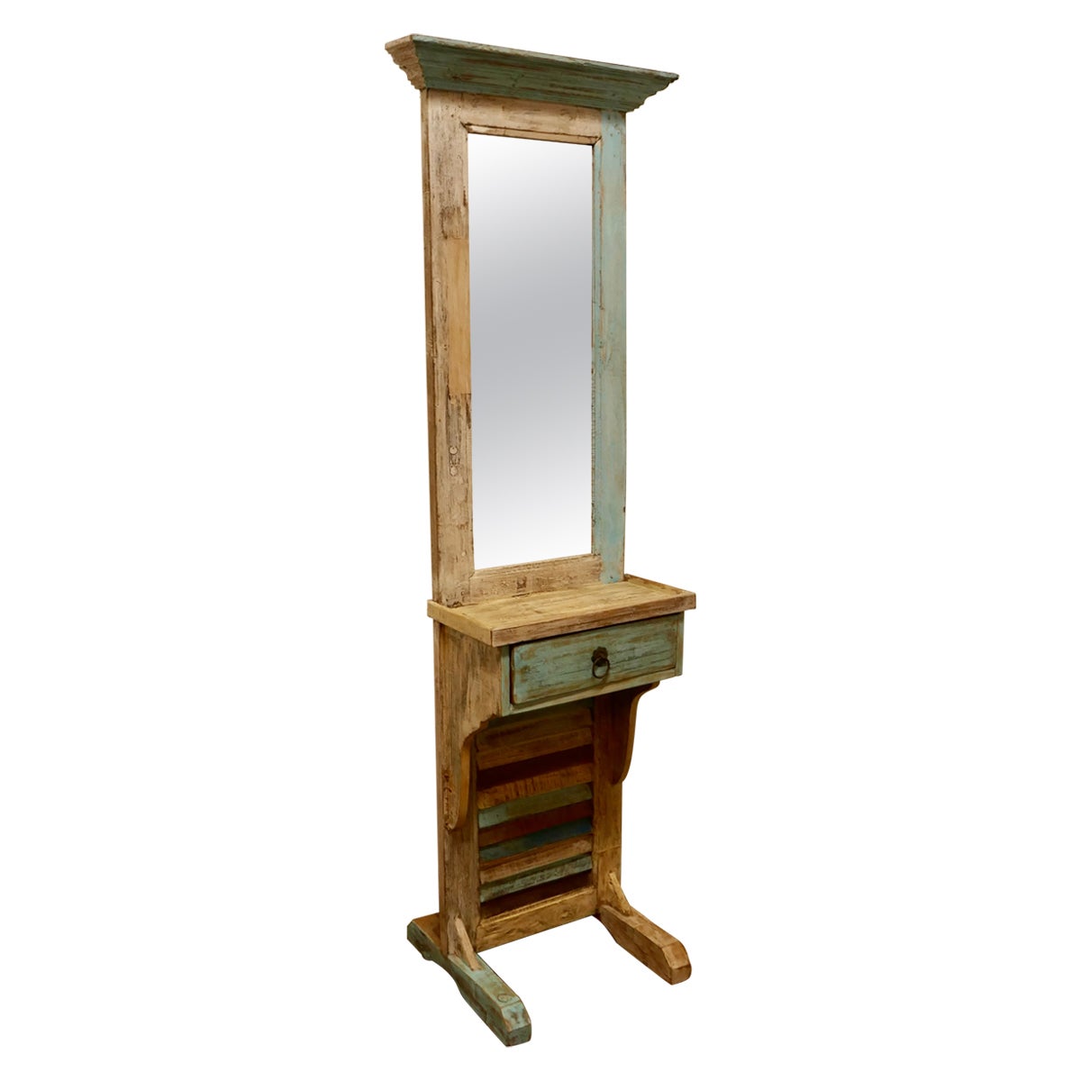 Painted French Bathroom or Cloakroom Mirror Stand For Sale