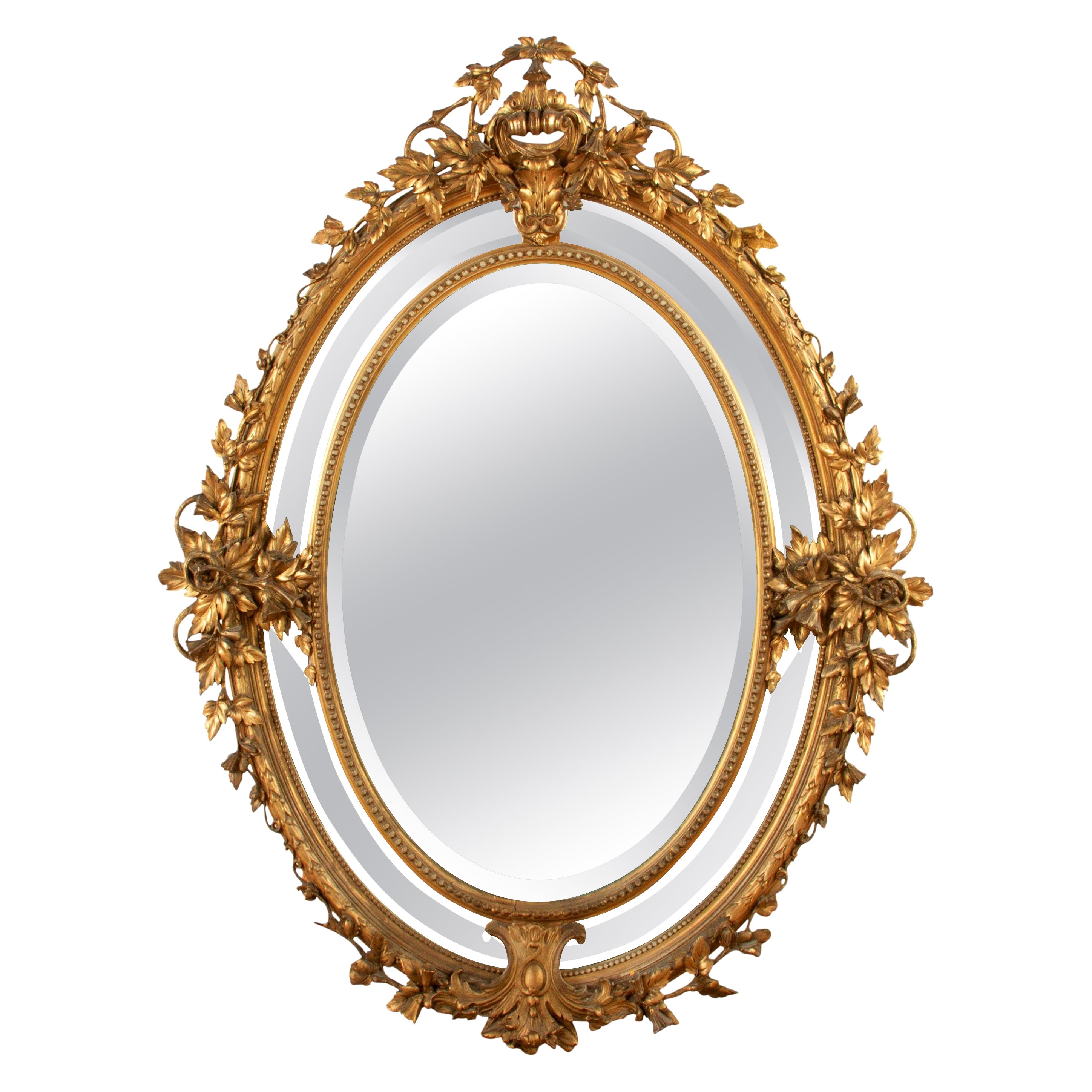 Large Vintage Oval Wicker Mirror For Sale at 1stDibs