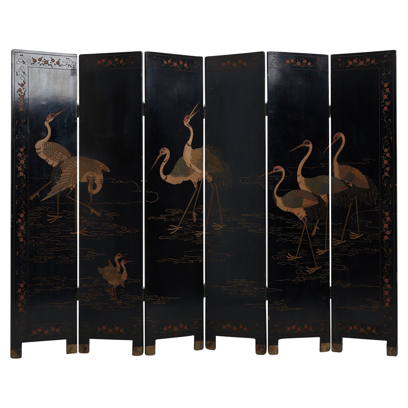 Coromandel Lacquer 6 Leaf Chinese Screen