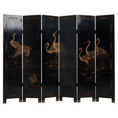 Coromandel Lacquer 6 Leaf Chinese Screen