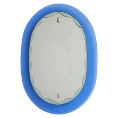 Mid-Century Modern Blue Frame Italian Mirror, 1950s
